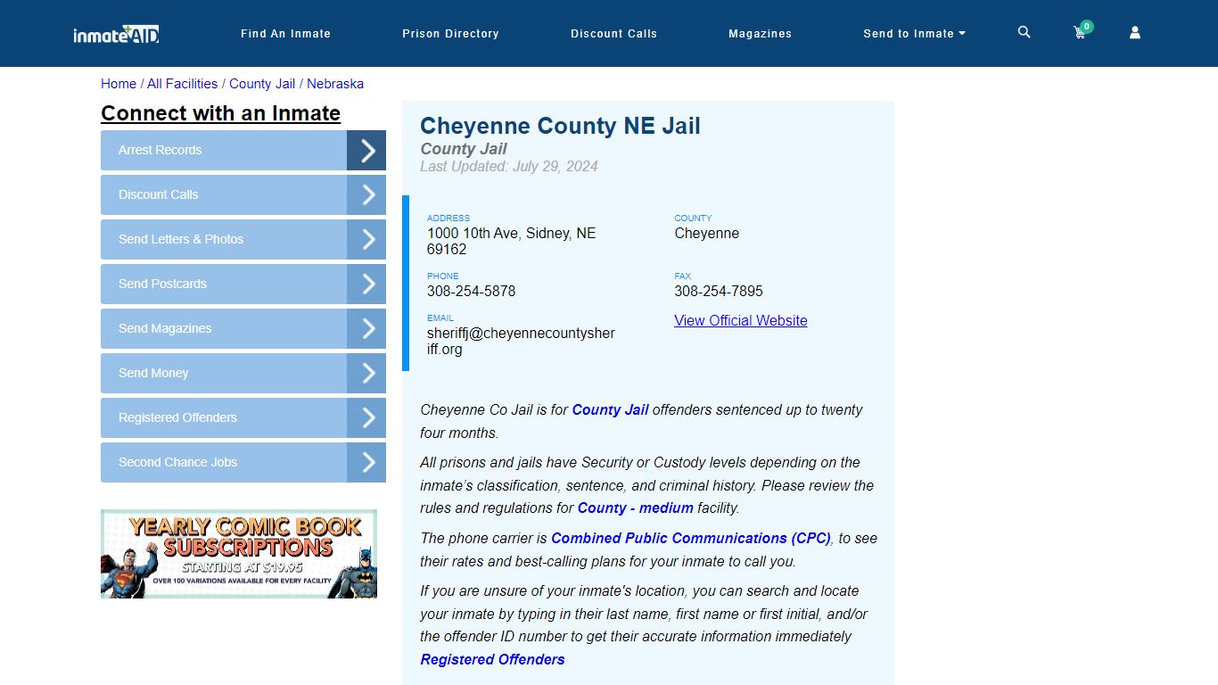 Cheyenne County NE Jail - Inmate Locator