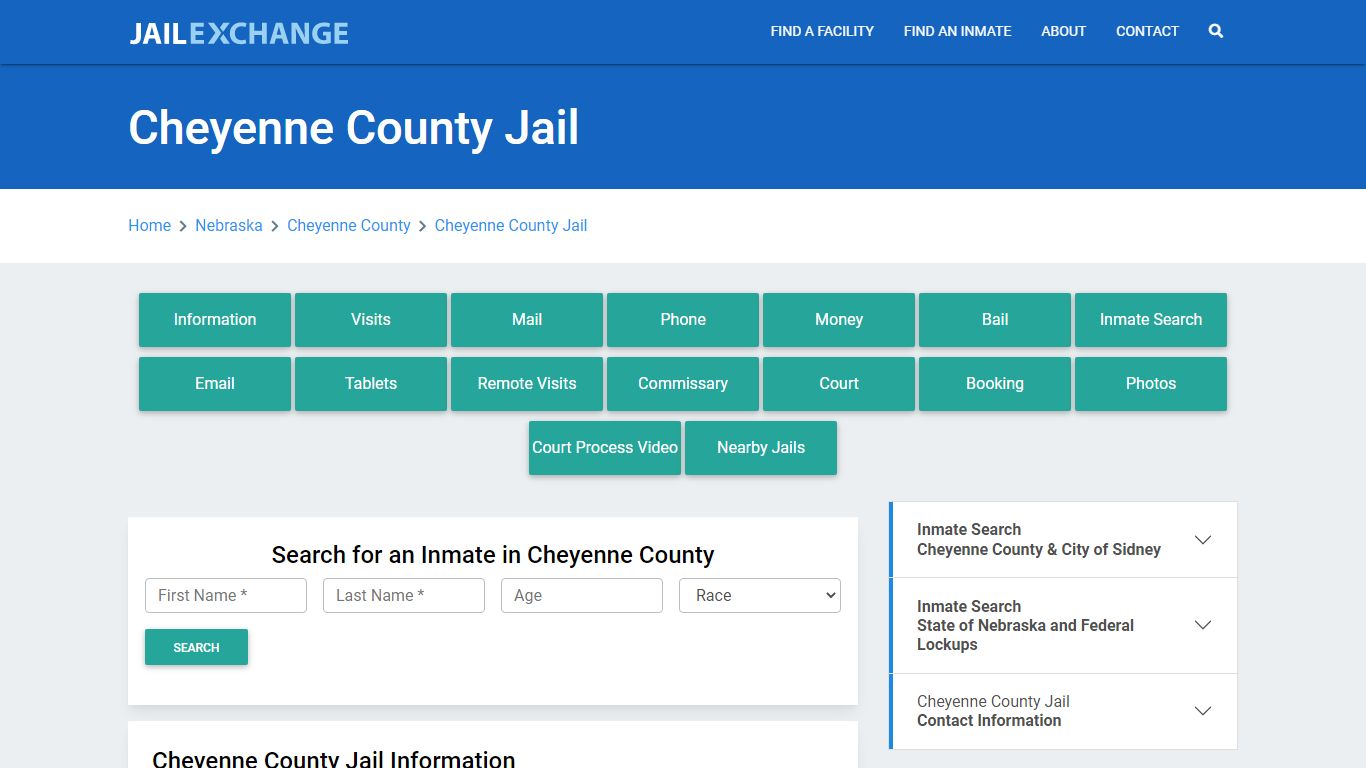 Cheyenne County Jail Roster Lookup, NE, Inmate Search