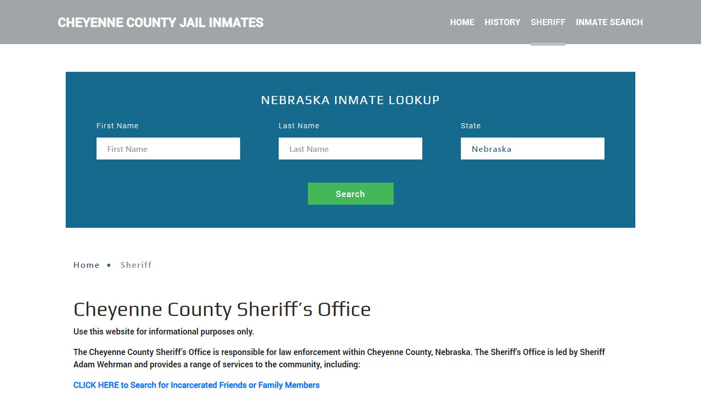 Cheyenne County Sheriff, NE Arrest Warrant Lookup